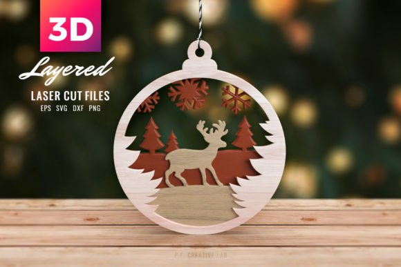 3D Christmas Tree Deer SVG 3D Ornament: A Versatile Design for Creative Projects