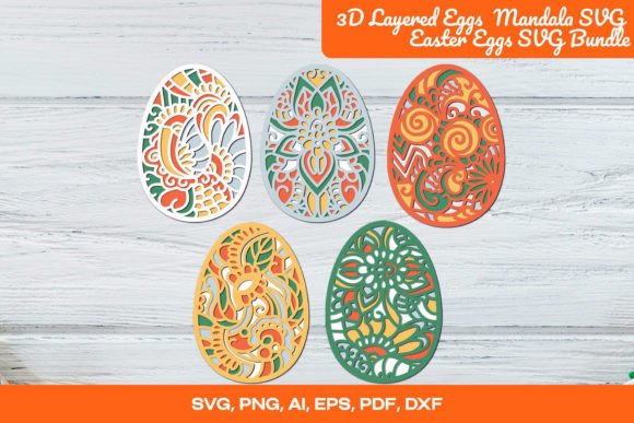 3D Layered Eggs Mandala SVG Easter Egg