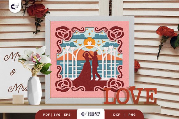 Beach Wedding 3D Shadow Box Paper Cut