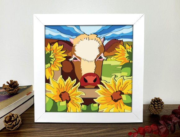 Cow Sunflower Shadow Box 3D Svg: A Creative Digital Tool for All Kinds of Users
