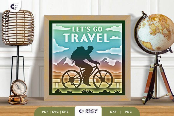Cyclist with Mountain View 3D Shadow Box: A Creative and Practical Paper Art Template