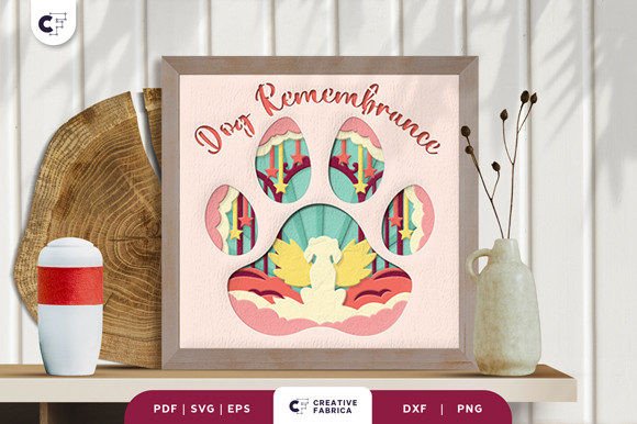 Dog Remembrance 3D Shadow Box Papercut