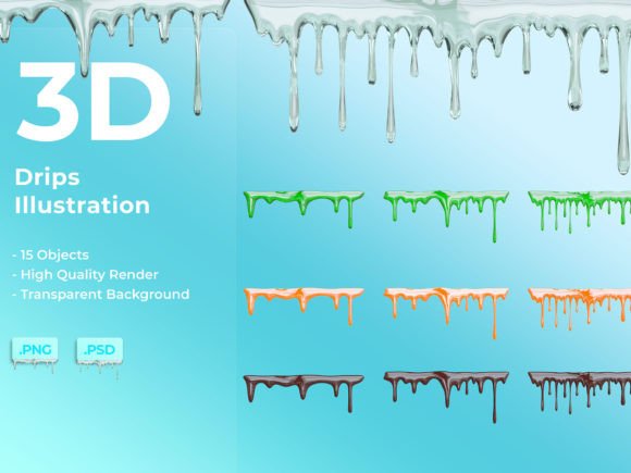 Drips 3D Illustration for Designers