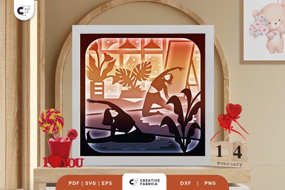 Girl Best Friend Doing Yoga 3D Paper Cut