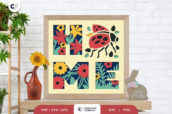 HOME Ladybug 3D Layered Paper Cut SVG