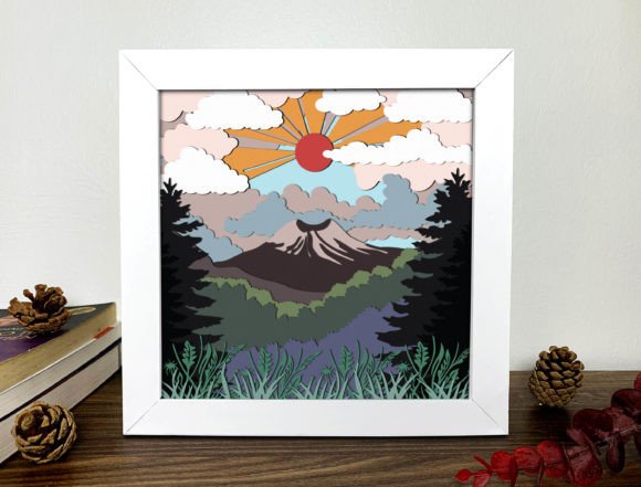 Natural Scenery Shadow Box 3D SVG