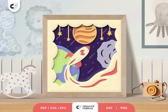 Space Ship Rocket 3D Shadow Box SVG: A Creative and Versatile Crafting Resource