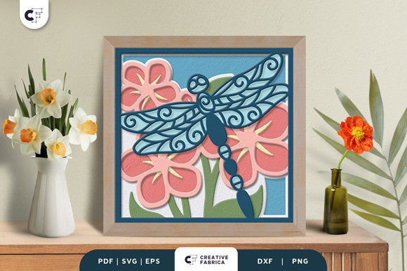 Spring Dragonfly 3D Shadow Box Paper Cut