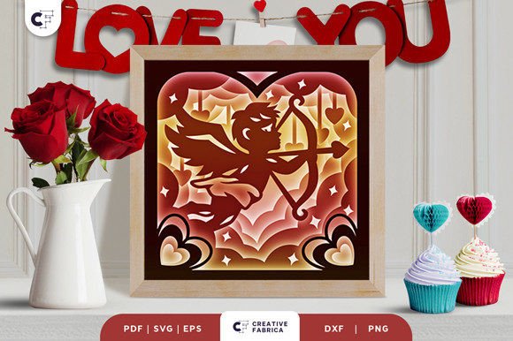 Valentine s Cupid 3D Shadow Box Papercut