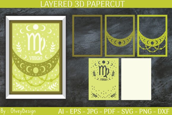 Virgo Zodiac Signs Celestial 3D Layered: A Versatile Design for Creative Projects