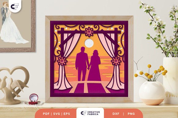 Wedding Couple Back View 3D Shadow Box: A Creative and Elegant Craft Project